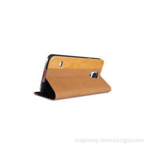 Brown Wood Flip Samsung Galaxy S5 Leather Case Mobile Cell